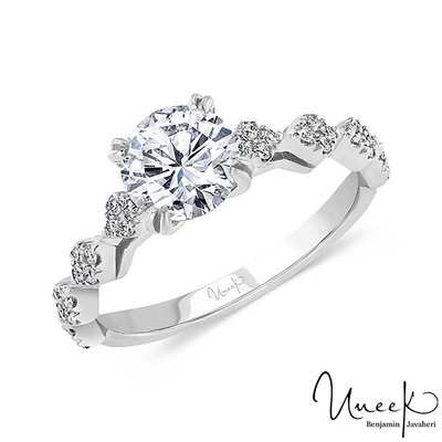 14K White Gold Round Diamond Engagement Ring