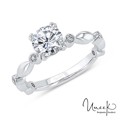 14K White Gold Round Diamond Engagement Ring