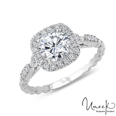 14K White Gold Round Diamond Engagement Ring