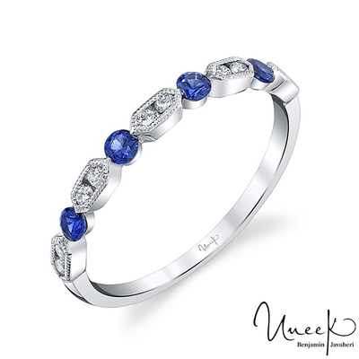 14K White Gold Blue Sapphire Fashion Ring