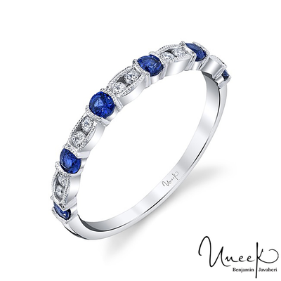 14K White Gold Blue Sapphire Fashion Ring