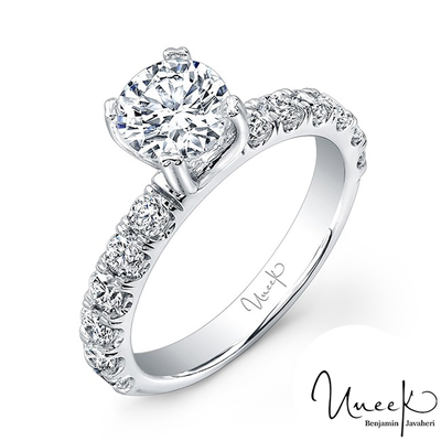 14K White Gold Round Diamond Engagement Ring