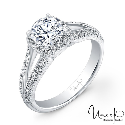 14K White Gold Round Diamond Engagement Ring