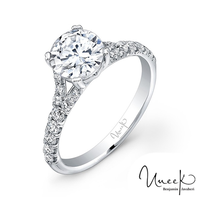 14K White Gold Round Diamond Engagement Ring